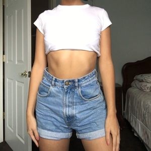Zara blue denim high waisted shorts